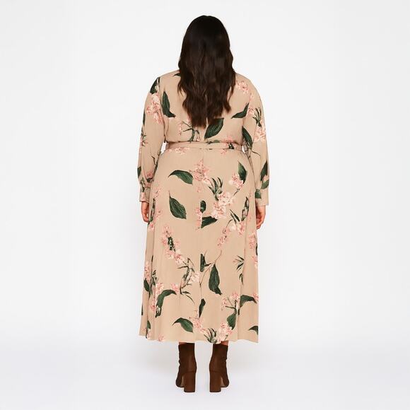 A508 • Neutral Floral Button-Front Maxi Dress - Picture 2 of 2